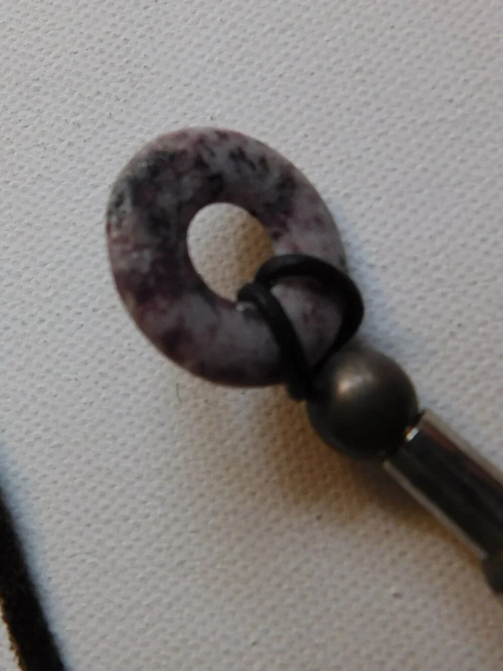 Boho Natural Stone Cord Necklace Lot 3pc Amethyst Quartz Ceramic Suede Choker